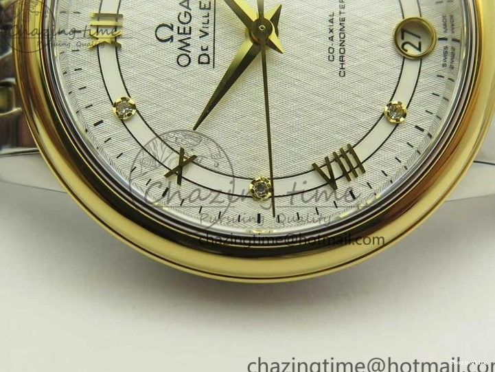 0523 Attractive De Ville Prestige Ladies 32.7mm SS MKF 1:1 Best Edition White Dial Roman Markers on SS YG Bracelet MIYOTA 7965